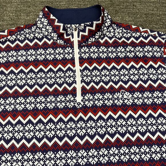 Rhoback Performance Q Zip Men XL Red White Blue Geometric Snowflake 1/4 Golf - Picture 1 of 10